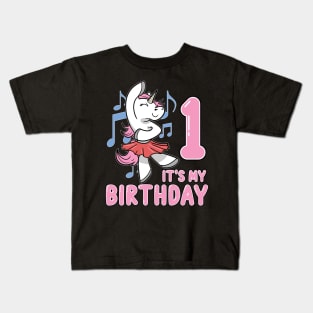 It's my First Birthday Unicorn Ballerina Kids T-Shirt